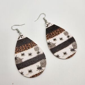 Halloween Faux Leather spider earrings